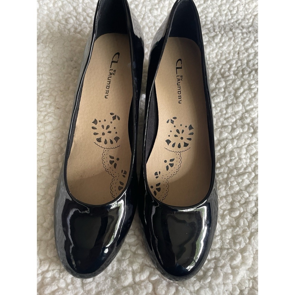 Chinese Laundry Women's Black Patent Leather Round Toe Block Heel Pumps Size 9